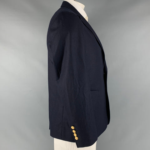 MAISON KITSUNE Taille 42 Manteau de sport à revers cranté en laine unie marine