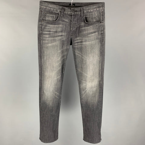 HUDSON Size 32 Gray Wash Cotton Straight Jeans