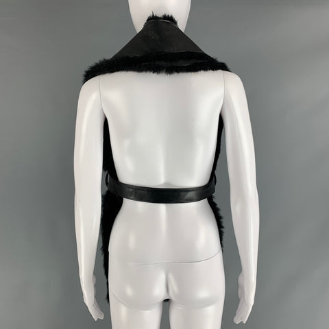 NOIR KEI NINOMIYA Size M Black Faux Fur Faux Leather Scarves