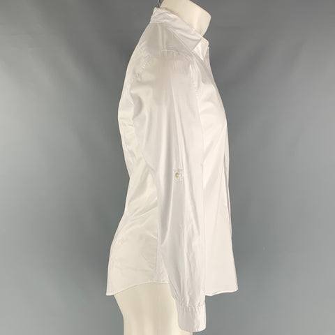 JOHN VARVATOS Taille XS Chemise à manches longues en coton uni blanc avec une poche
