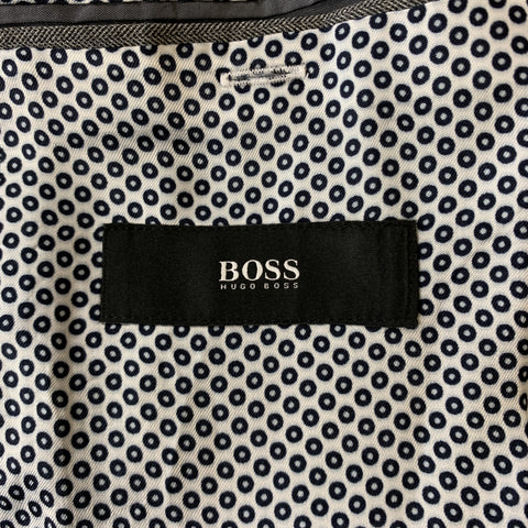 HUGO BOSS Size 38 Gray Herringbone Wool Notch Lapel Sport Coat