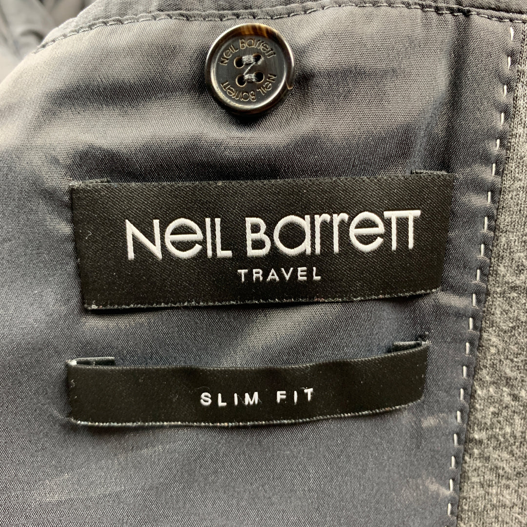 NEIL BARRETT Size 38 Dark Gray Heather Neoprene Notch Lapel Sport Coat