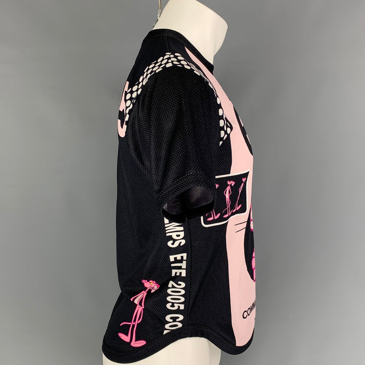 COMME des GARCONS HOMME PLUS SS 2005 Size M Pink Black Pink Panther Logo Polyester / Acetate T-shirt