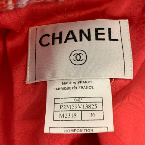 CHANEL P23159V13825 Size 4 Red White Cotton Blend Single breasted Jacket