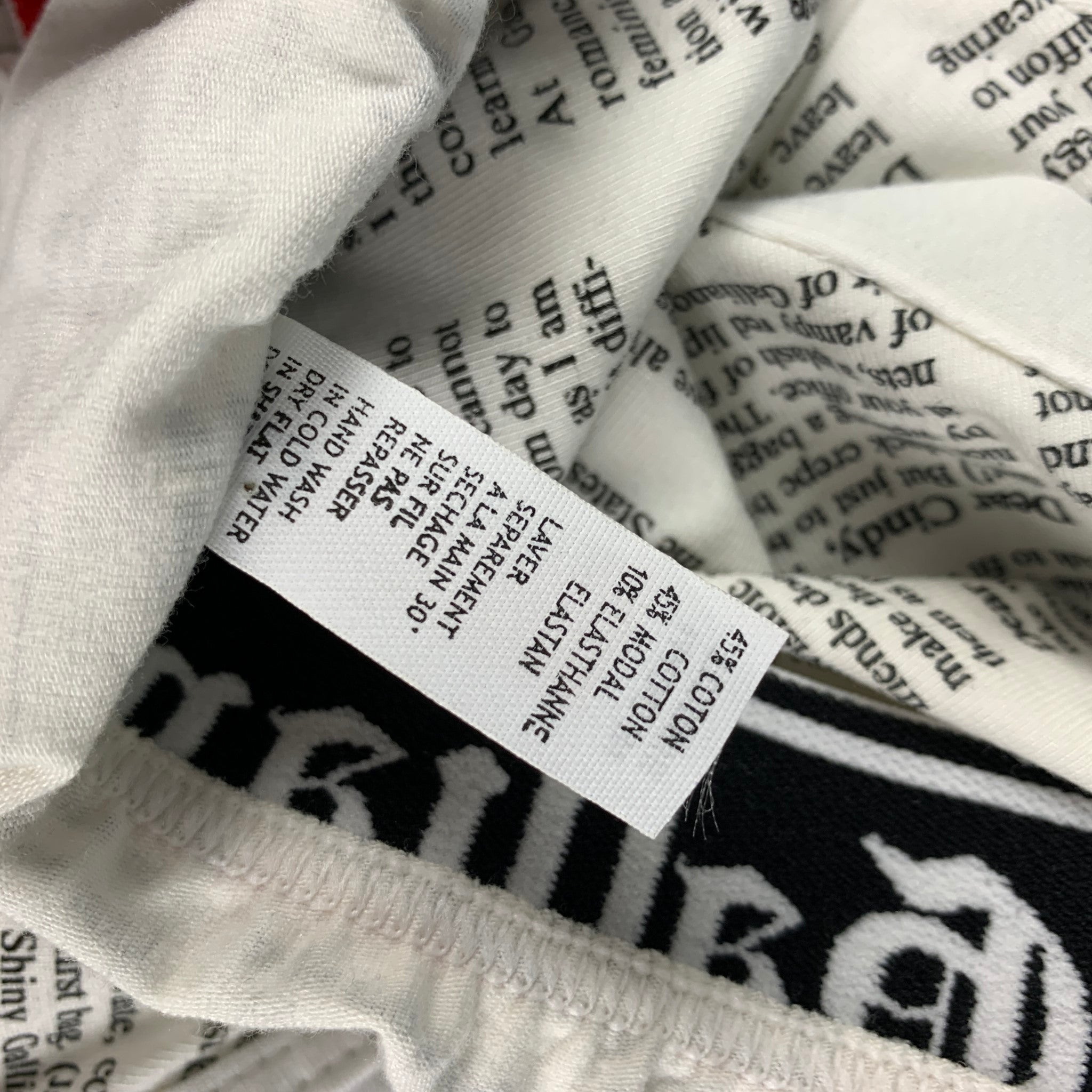 JOHN GALLIANO Size L White Black Newspaper Print Cotton