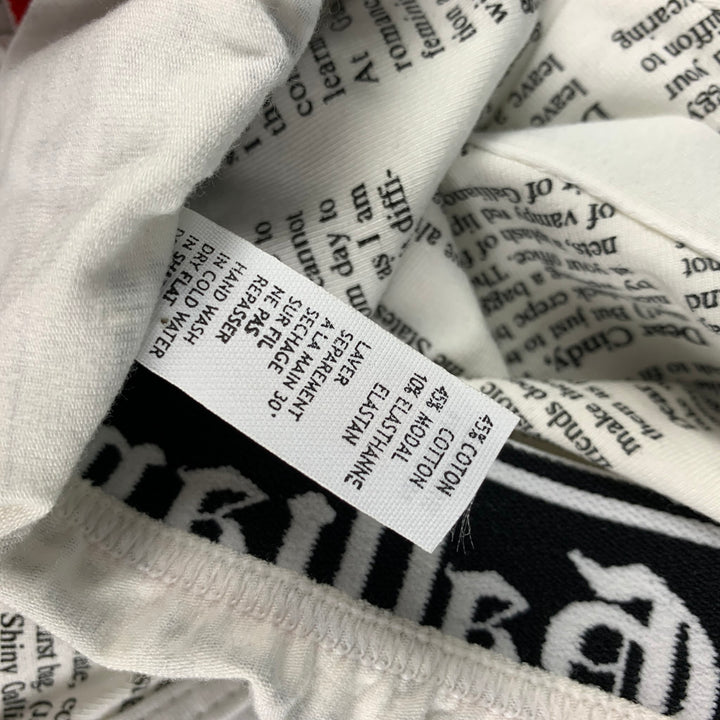 JOHN GALLIANO Size L White Black Newspaper Print Cotton Blend Underwear