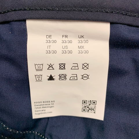 HUGO BOSS Size 33 Navy White Graphic Cotton Elastane Flat Front Casual Pants