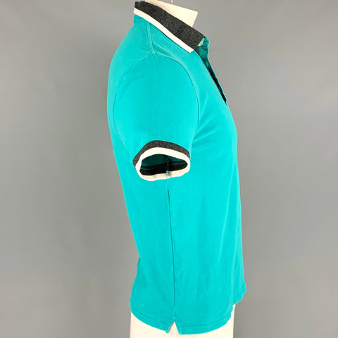 GIVENCHY Polo de manga corta de algodón con ribete en contraste azul gris talla L