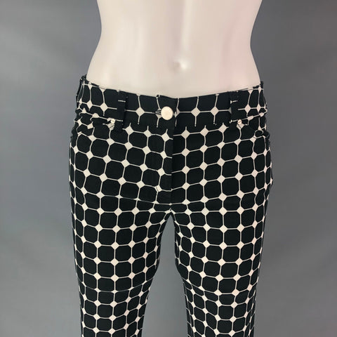 BALENCIAGA Size 4 Black White Cotton &  Elastane Checkered Dress Pants