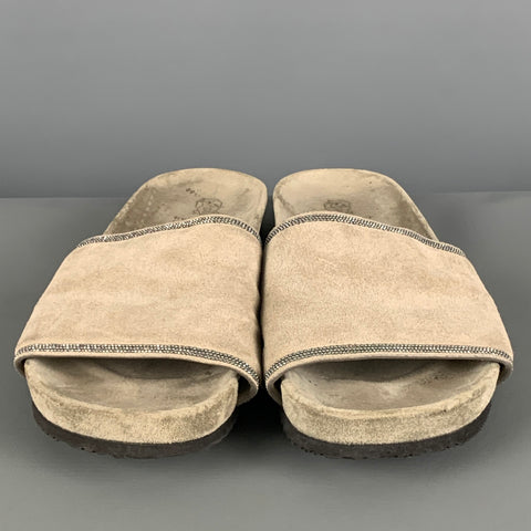 BRUNELLO CUCINELLI Size 8 Grey Sage Suede Slip On Sandals
