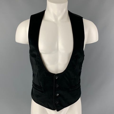 DOLCE &amp; GABBANA Talla 38 Chaleco con botones de rayón de terciopelo negro