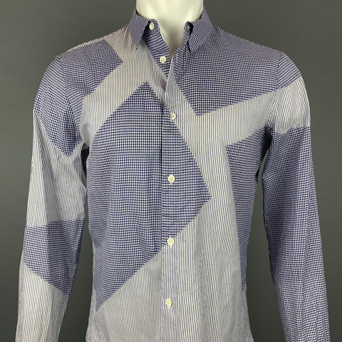 ALEXANDER MCQUEEN Size M Blue & White Cotton Checkered Button Up Long Sleeve Shirt