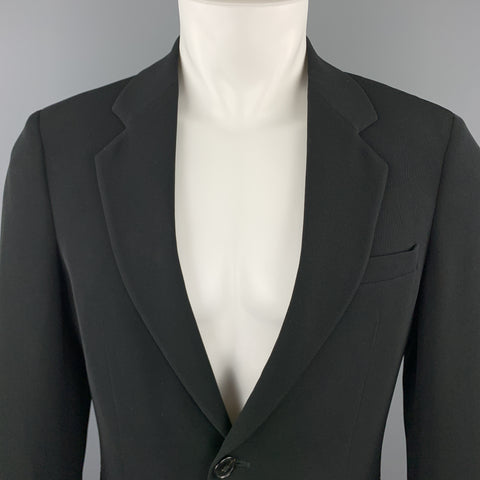 EMPORIO ARMANI Talla 38 Abrigo deportivo con doble botonadura y solapa de muesca de poliéster negro