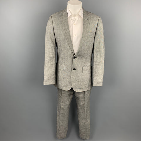 J. CREW Ludlow Size 38 Regular Grey Nailhead Linen / Cotton Notch Lapel Suit