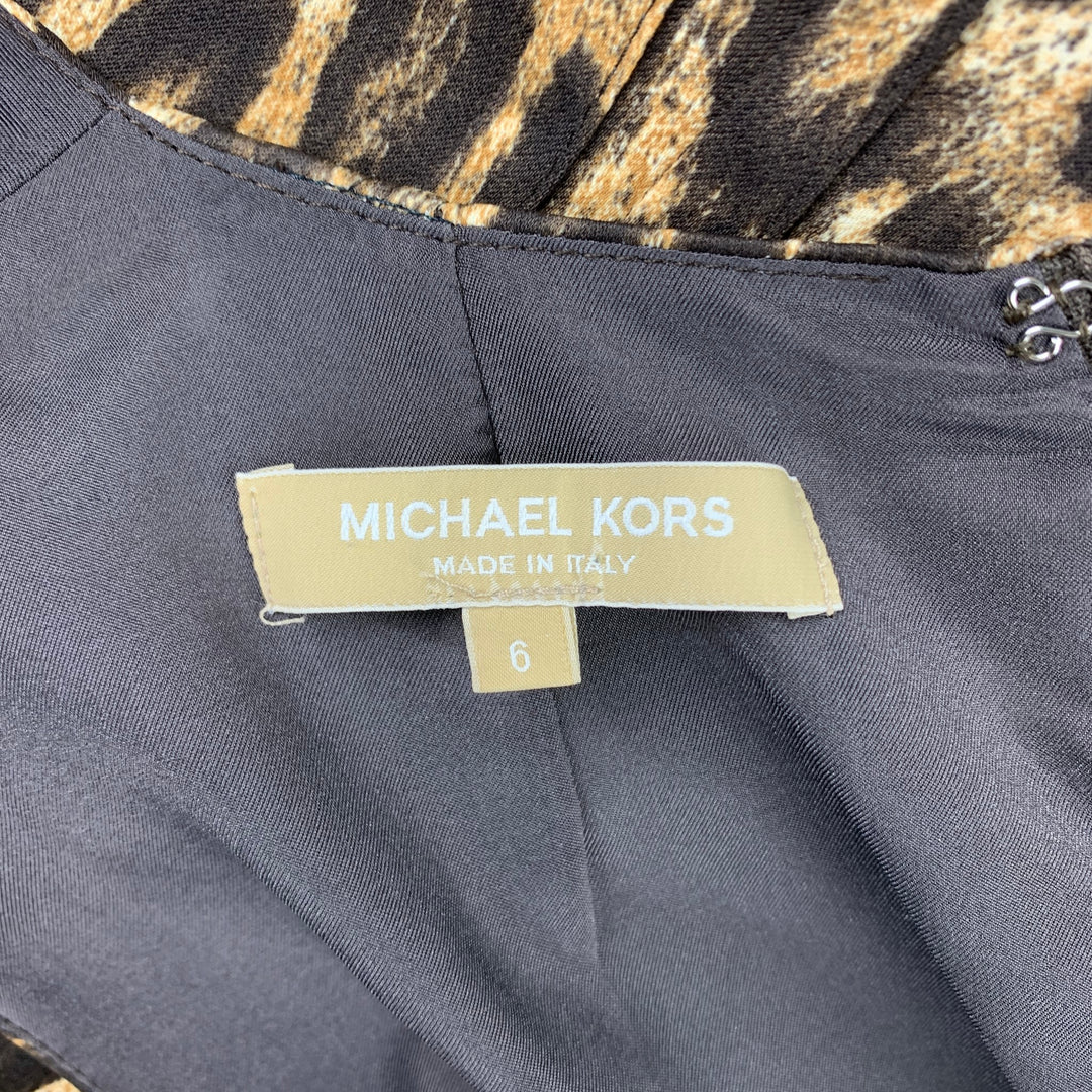 MICHAEL KORS Taille 6 Robe droite en rayonne à imprimé léopard marron