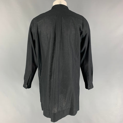 1/8 TAKAMURA Size M Black Linen Cotton Hidden Buttons Long Sleeve Shirt