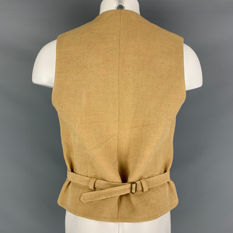 FACONNABLE Size M Beige Brown Mixed Patterns Linen Vest