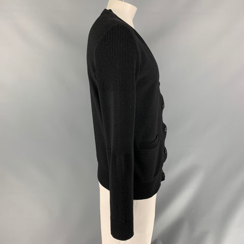 UNDERCOVER Size L Black Knit Wool Zip Up & Buttons Cardigan