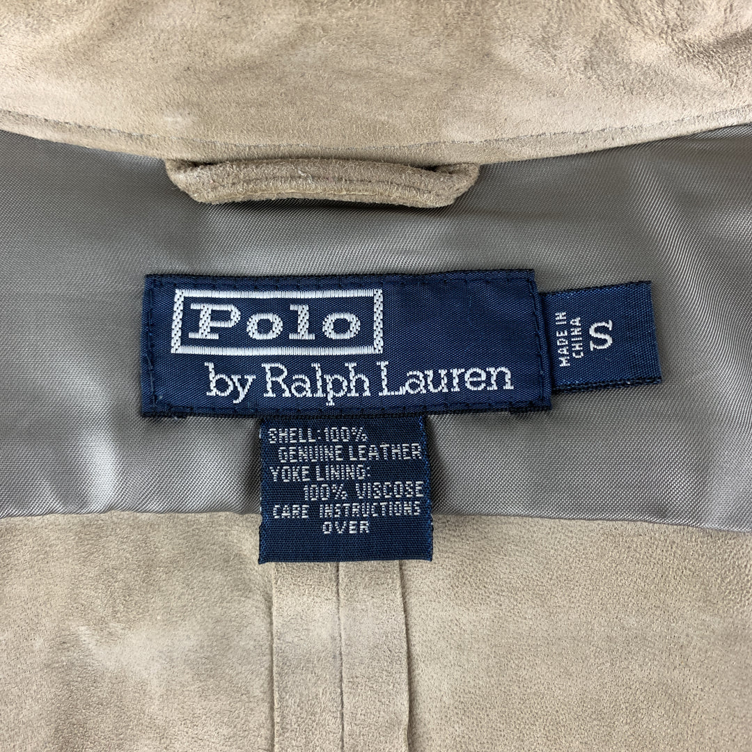 POLO by RALPH LAUREN Size S Khaki Suede Patch Pocket Long Sleeve Shirt