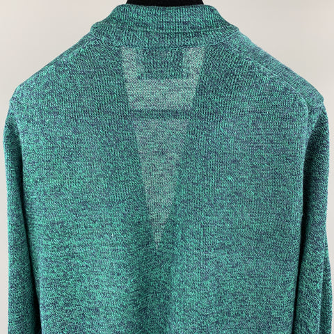 EDIFICE Taille XS Teal Heather Tricoté Lin Boutonné Poches Cardigan Pull