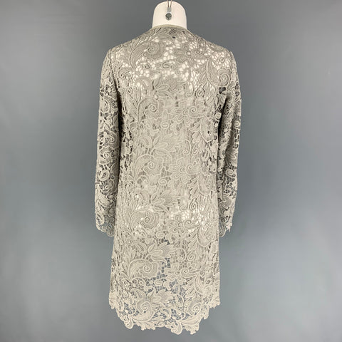 RALPH LAUREN Black Label Taille 2 Manteau ouvert en coton en dentelle taupe
