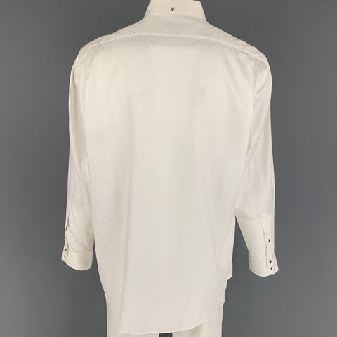 Vintage THIERRY MUGLER Size XL White Star Print Cotton Long Sleeve Shirt