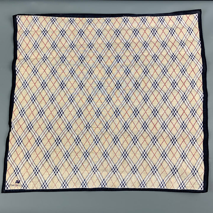 VALENTINO Pochette de costume en coton à carreaux beige