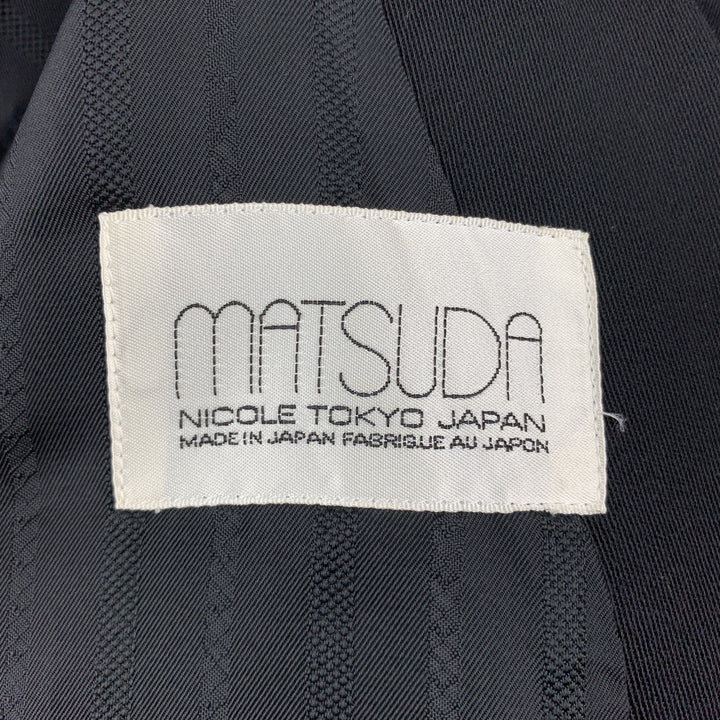 Vintage MATSUDA Size M Black Guipure Wool Cropped Notch Lapel Jacket