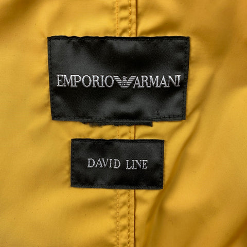 EMPORIO ARMANI David Line Size 38 Yellow Polyester Epaulettes Belted Double Breasted Trenchcoat