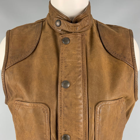 RALPH LAUREN Taille M Gilet en cuir marron