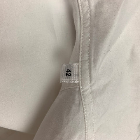 JIL SANDER Size L White Ruffled Cotton Button Up Long Sleeve Shirt
