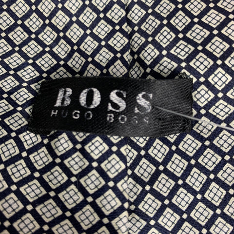BOSS by HUGO BOSS Silver Geometric Silk Tie