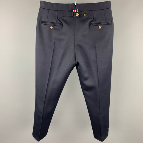 THOM BROWNE Size 30 Navy Cotton Button Fly Casual Pants
