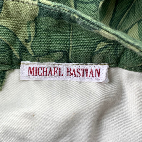 MICHAEL BASTIAN Size 30 Green Print Cotton Button Fly Casual Pants