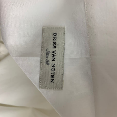 DRIES VAN NOTEN Size 6 White Cotton Sleeveless Shirt