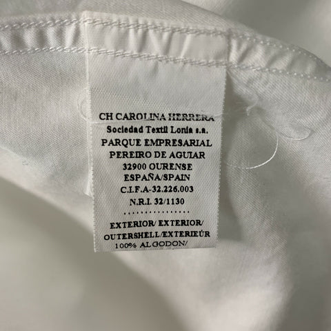CH by CAROLINA HERRERA Size M White Solid Cotton French Cuff  Long Sleeve Shirt