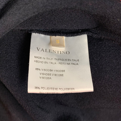 VALENTINO Size S Navy Viscose Polyester Beaded Sleeveless Dress Top