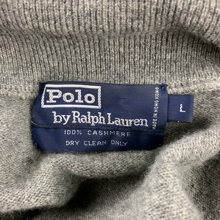 POLO by RALPH LAUREN Size L Grey Heather Knit Cashmere Long Sleeve Pullover