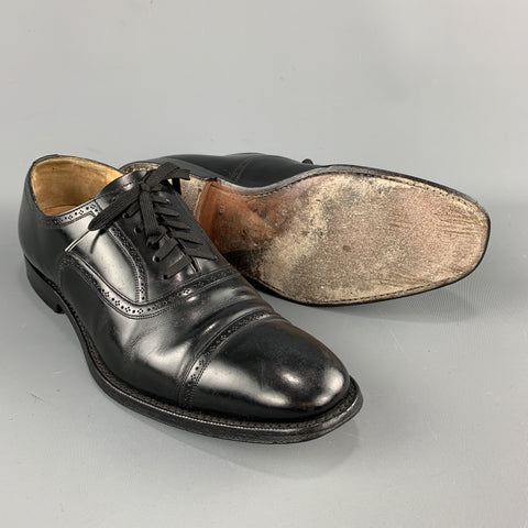 CHURCH'S Size 8.5 Black Perforated Leather Lace Up