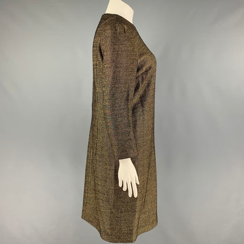 DRIES VAN NOTEN Size 10 Gold Wool Viscose Sheath Dress