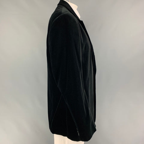ARMANI COLLEZIONI Talla 48 Abrigo deportivo largo de viscosa de algodón y terciopelo negro