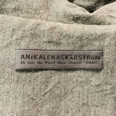 ANIKALENA SKARSTROM Taille M Manteau à simple boutonnage en laine de lin gris