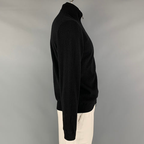 TSE Size L Black Cashmere Zip Up Cardigan