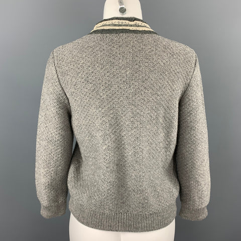 FENDI Size 6 Gray Wool Knitted Ruffle Trim Cardigan