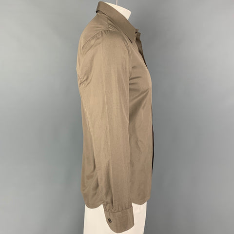 AGNÈS B. Size M Brown Cotton Pointed Collar Long Sleeve Shirt