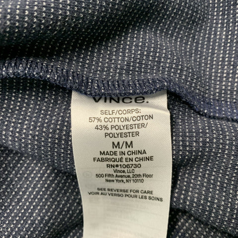 VINCE Camisa de manga larga con botones de algodón y poliéster con lunares blancos marinos talla M