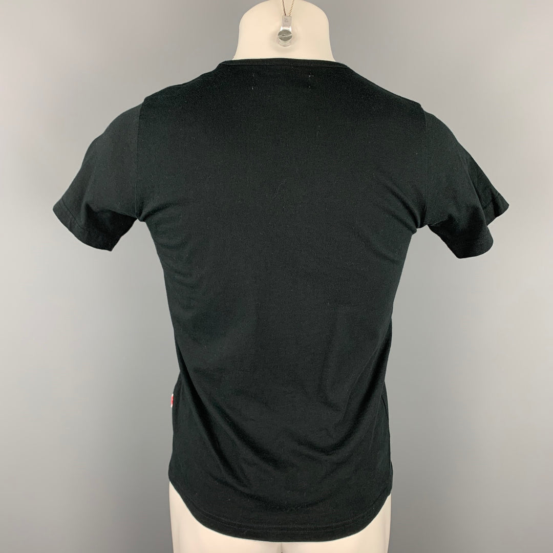 WALTER VAN BEIRENDONCK Size M Black Graphic Cotton V-Neck T-shirt