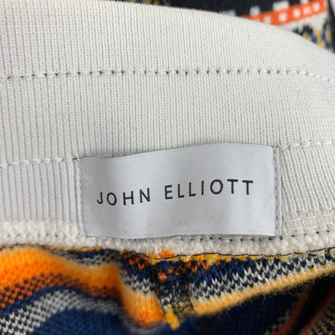 JOHN ELLIOTT Size S Black Orange Print Cotton Nogales Basketball Shorts
