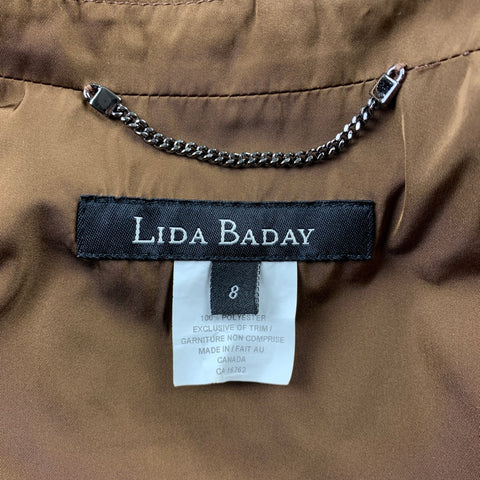 LIDA BADAY Taille 8 Veste ceinturée en polyester marron à revers cranté