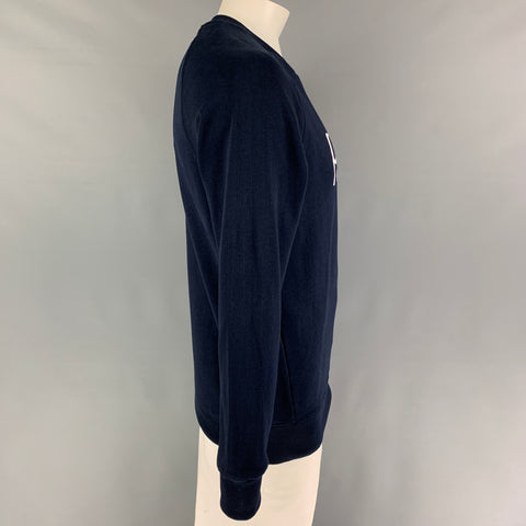 MAISON KITSUNE Size M Navy White Graphic Cotton Crew-Neck Sweatshirt
